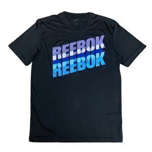 REEBOK  Men’s T-shirt Logo Navy Blue Size Medium Crew Neck Short Sleeve